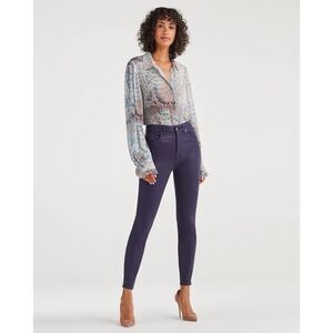 7 FOR ALL MANKIND- HIGH WAIST ANKLE SKINNY IN COATED ROYAL PURPLE